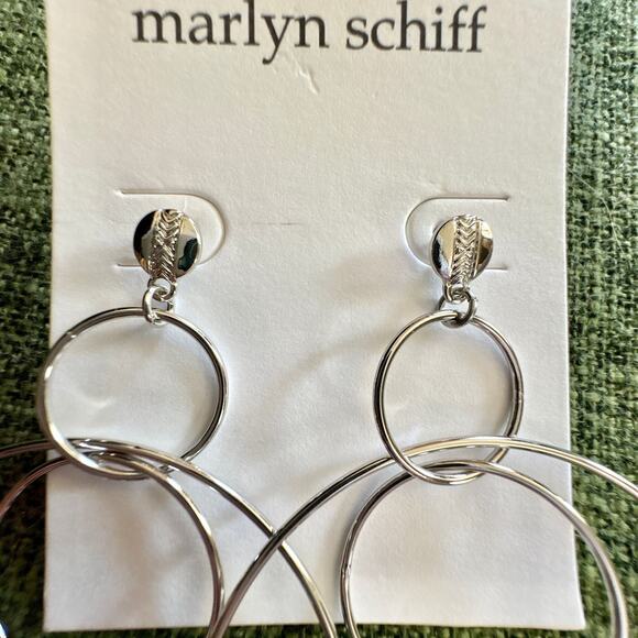 Marlyn Schiff Multi Hoop Silver Drop Earrings NEW - Picture 5 of 6